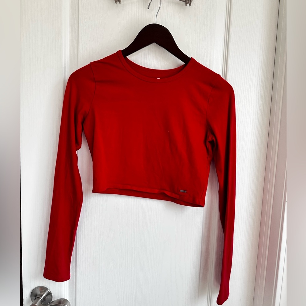 Hollister Vibrant Red Long Sleeve Crop Top